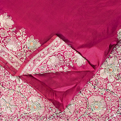 Sanskriti Vintage Soft Pink Pure Silk Sarees Brocade Hand Woven Banarasi 5+Yd