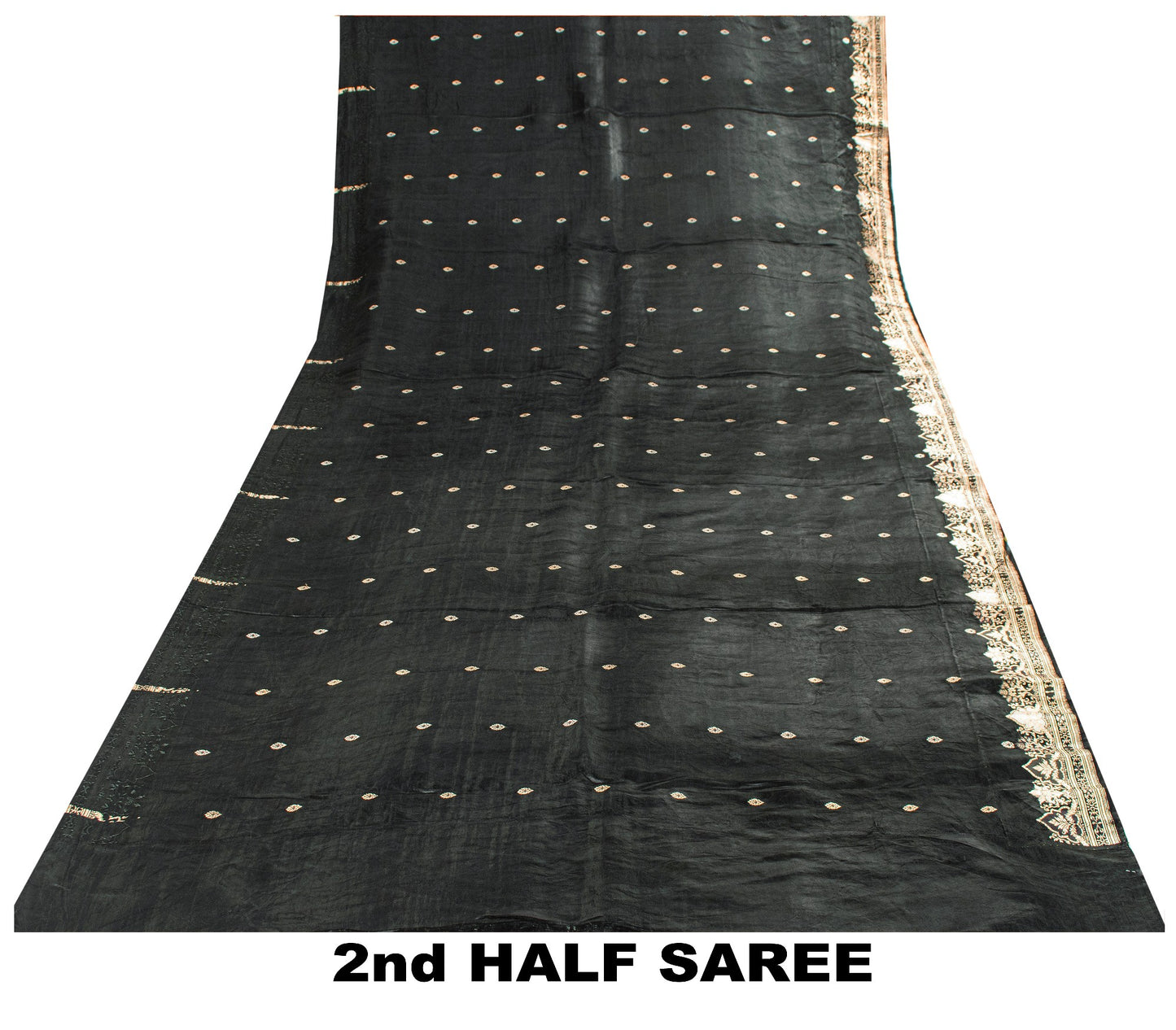 Sanskriti Vintage Saree Black 100% Pure Satin Silk 5+Yd Sari Banarasi Brocade Zari Hand Woven Create Dresses, Kaftan, Skirt, Top, Project