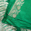 Sanskriti Vintage Green Soft Pure Satin Sarees Zari Handmade Brocade Banarasi 5y