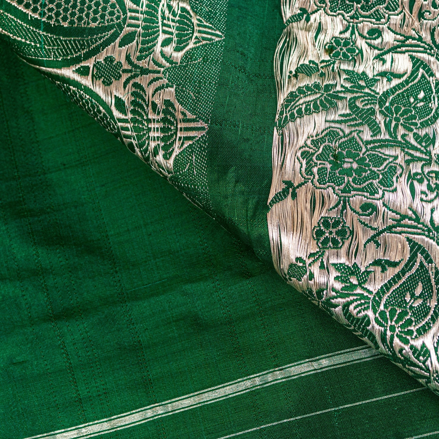 Sanskriti Vintage Green Soft Pure Satin Sarees Zari Handmade Brocade Banarasi 5y