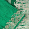 Sanskriti Vintage Green Soft Pure Satin Sarees Zari Handmade Brocade Banarasi 5y