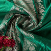 Sanskriti Vintage Green Soft Pure Satin Sarees Zari Handmade Brocade Banarasi 5y