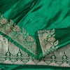 Sanskriti Vintage Green Soft Pure Satin Sarees Zari Handmade Brocade Banarasi 5y