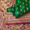Sanskriti Vintage Green Pure Satin Sarees Zari Handwoven Brocade Banarasi Fabric