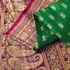 Sanskriti Vintage Green Pure Satin Sarees Zari Handwoven Brocade Banarasi Fabric