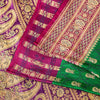 Sanskriti Vintage Green Pure Satin Sarees Zari Handwoven Brocade Banarasi Fabric