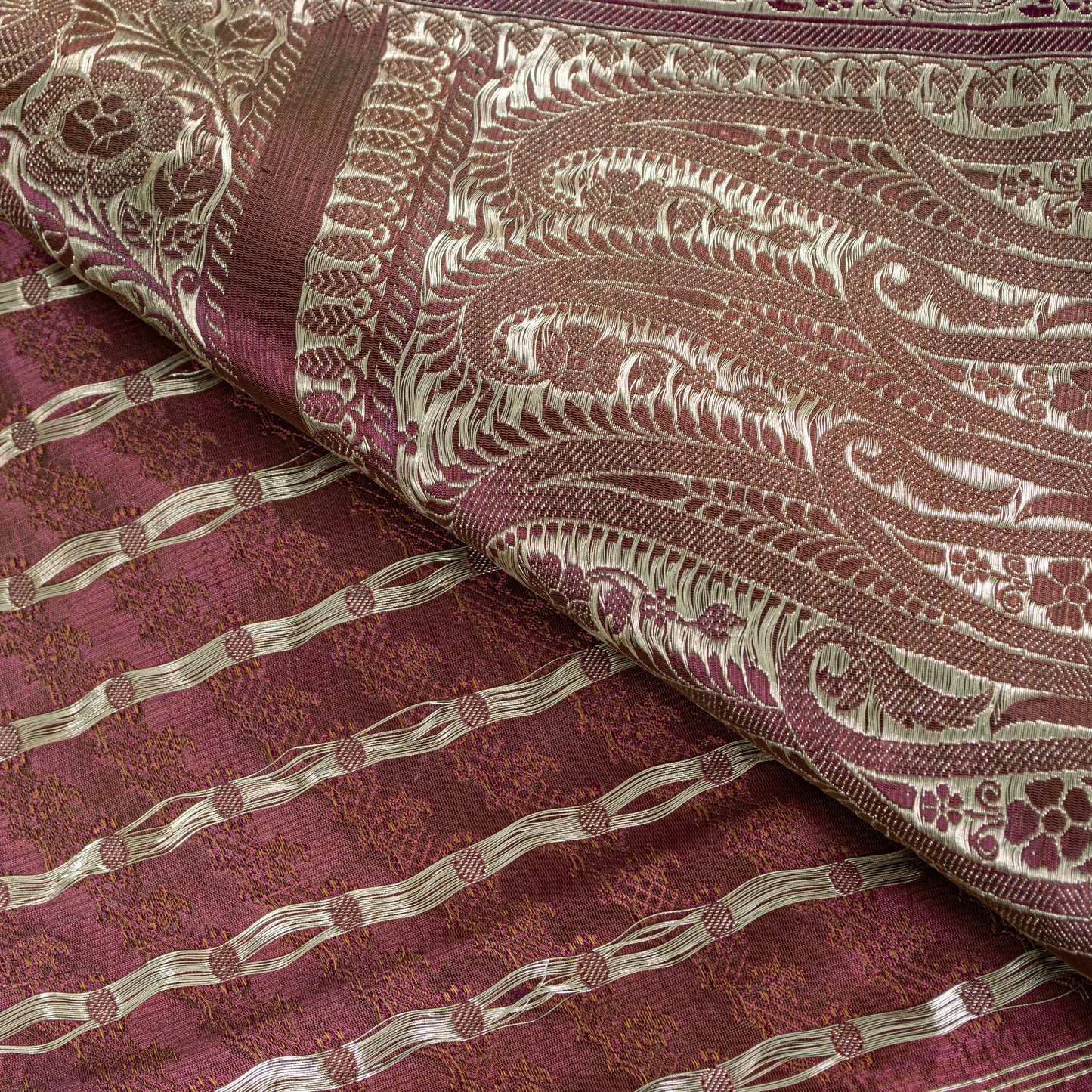 Sanskriti Vintage Saree Peach Soft 100% Pure Satin Silk 5+YD Sari Zari Handwoven Brocade Banarasi Fabric Home Decor, Sewing, DIY Projects