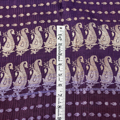 Sanskriti Vintage Purple Pure Satin Sarees Banarasi Brocade Zari Handwoven 4.5YD