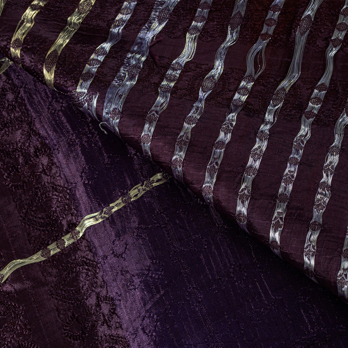 Sanskriti Vintage Purple Pure Satin Sarees Banarasi Brocade Zari Handwoven 4.5YD
