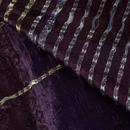 Sanskriti Vintage Purple Pure Satin Sarees Banarasi Brocade Zari Handwoven 4.5YD