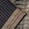 Sanskriti Vintage Black Pure Satin Sarees Banarasi Brocade Zari Hand Woven 5+YD
