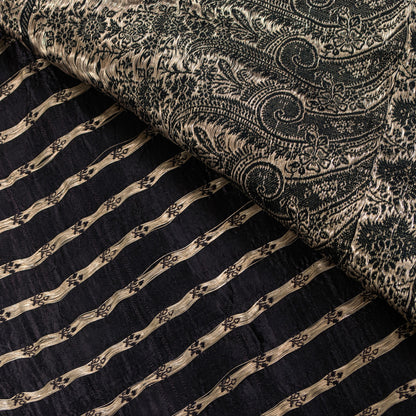 Sanskriti Vintage Black Pure Satin Sarees Banarasi Brocade Zari Hand Woven 5+YD