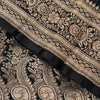 Sanskriti Vintage Black Pure Satin Sarees Banarasi Brocade Zari Hand Woven 5+YD