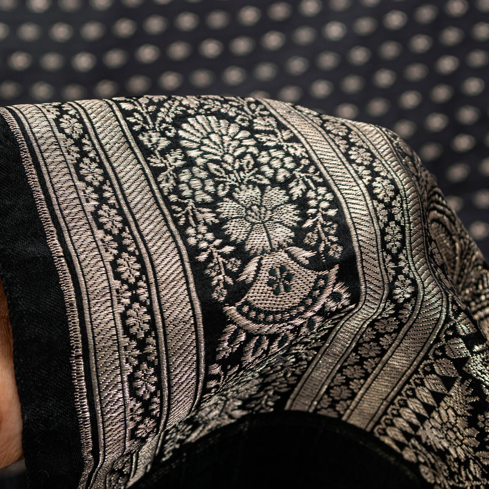 Sanskriti Vintage Black Pure Satin Sarees Banarasi Brocade Zari Hand Woven 5+YD