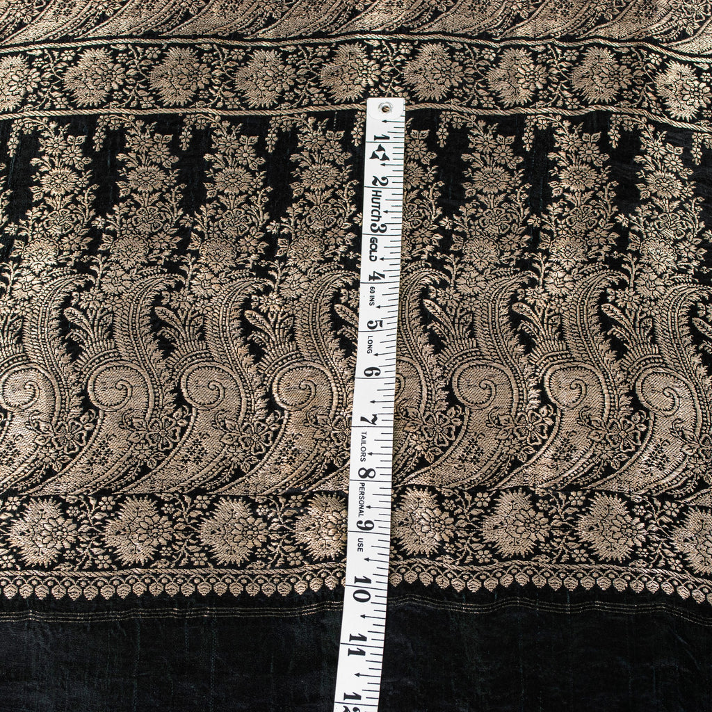 Sanskriti Vintage Black Pure Satin Sarees Banarasi Brocade Zari Hand Woven 5+YD