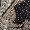 Sanskriti Vintage Black Pure Satin Sarees Banarasi Brocade Zari Hand Woven 5+YD