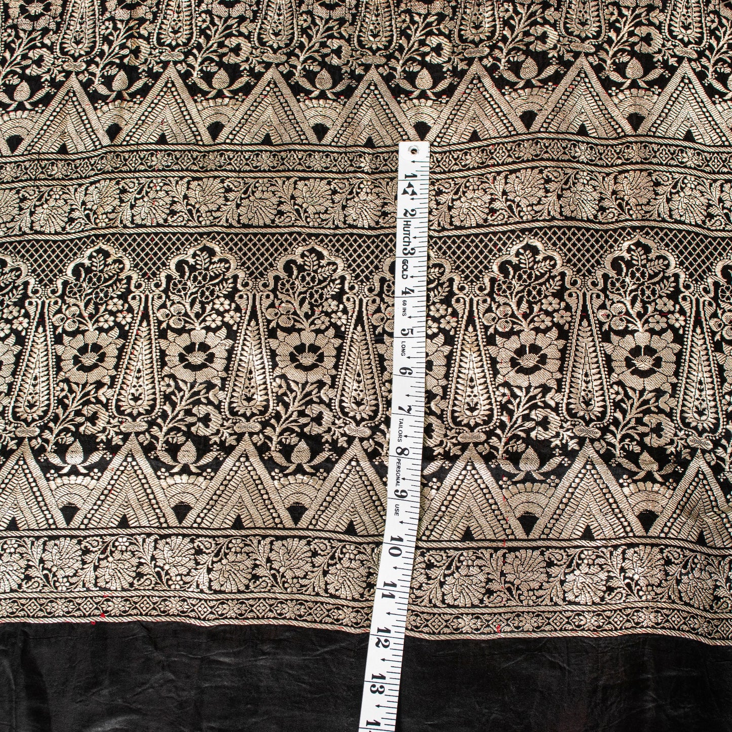 Sanskriti Vintage Saree Black 100% Pure Satin Silk Banarasi Brocade Zari Hand Woven 5+ Yd Uses-Table linen, Cushions, Curtains, Dressing