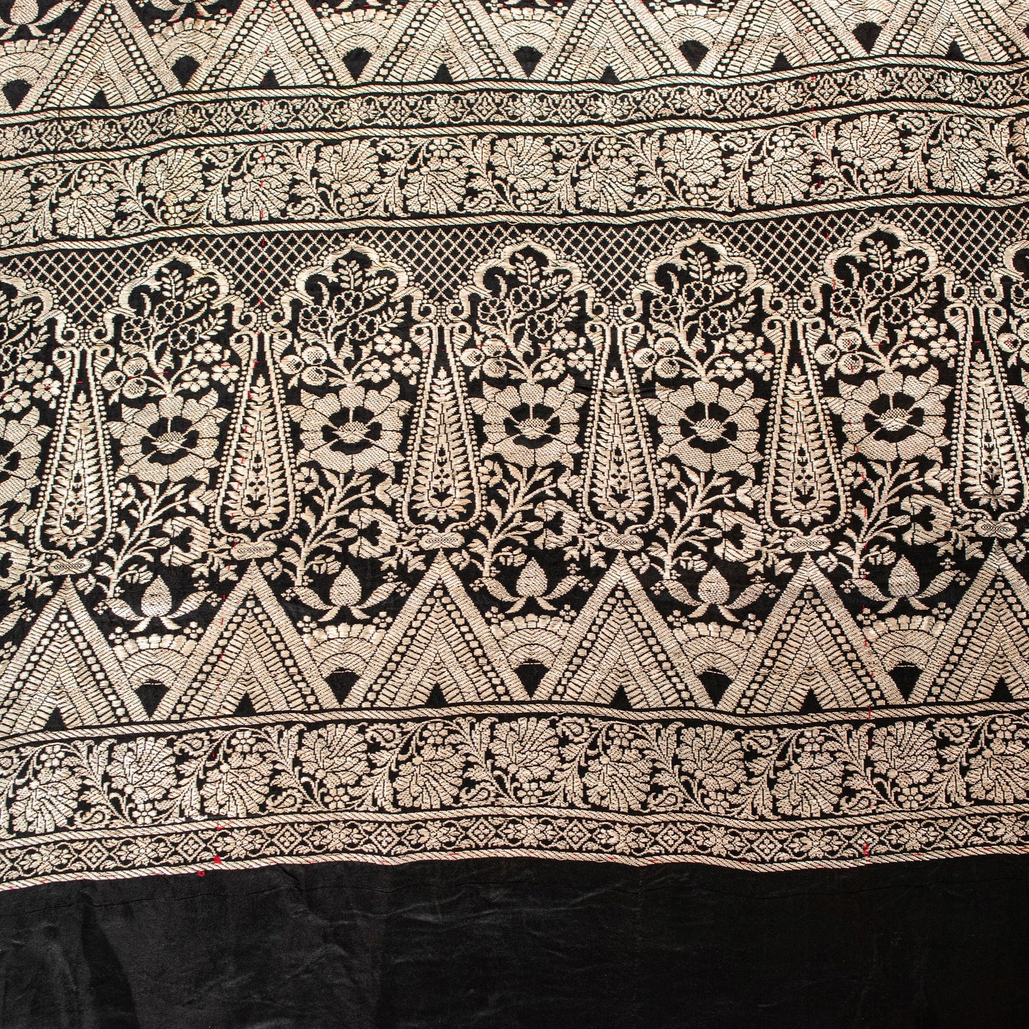 Sanskriti Vintage Saree Black 100% Pure Satin Silk Banarasi Brocade Zari Hand Woven 5+ Yd Uses-Table linen, Cushions, Curtains, Dressing