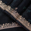 Sanskriti Vintage Black Pure Satin Sarees Zari Hand Woven Brocade Banarasi 5+YD