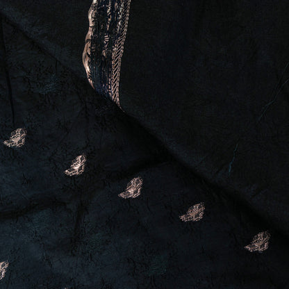 Sanskriti Vintage Black Pure Satin Sarees Zari Hand Woven Brocade Banarasi 5+YD