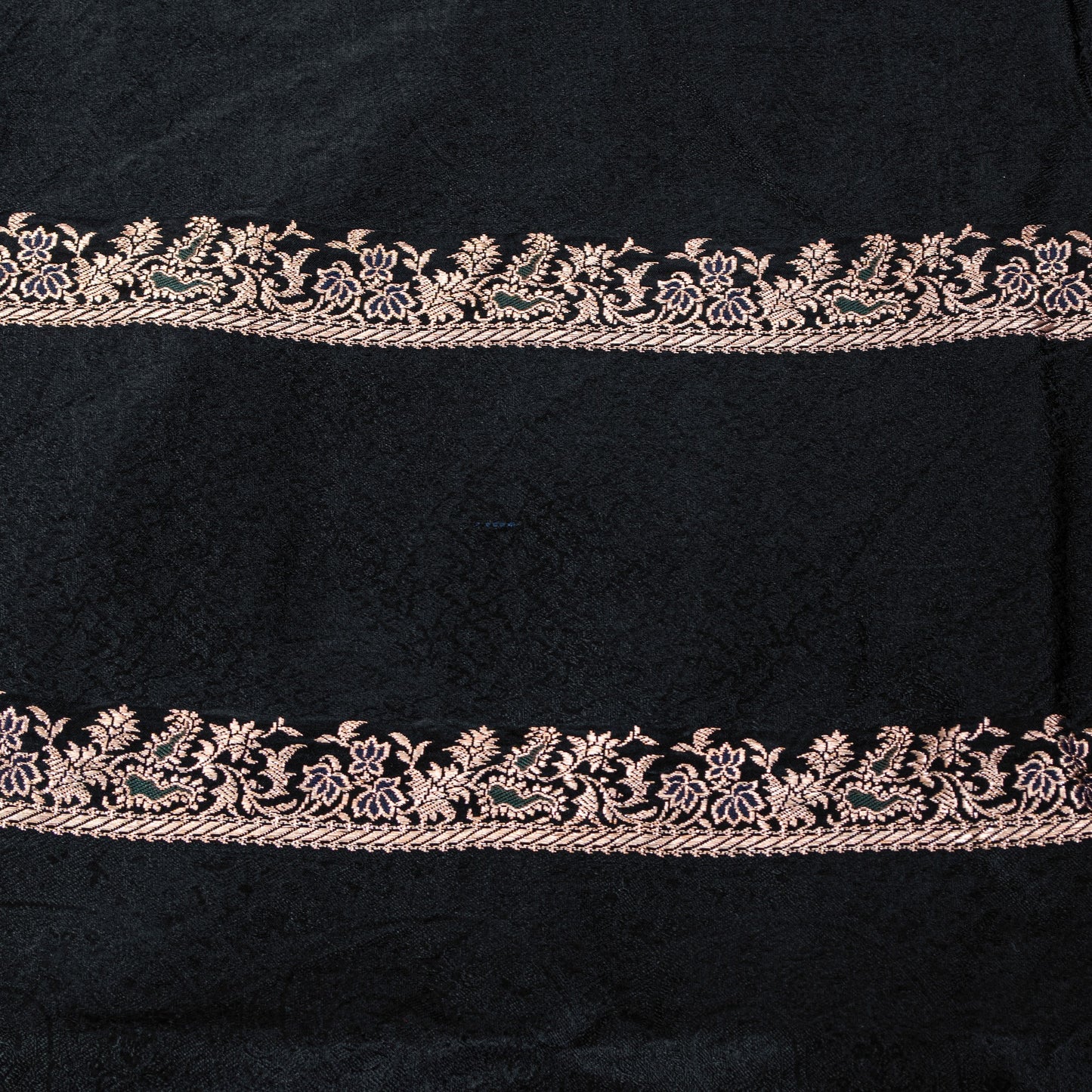 Sanskriti Vintage Black Pure Satin Sarees Zari Hand Woven Brocade Banarasi 5+YD