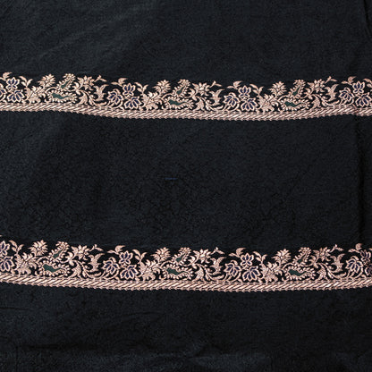 Sanskriti Vintage Black Pure Satin Sarees Zari Hand Woven Brocade Banarasi 5+YD