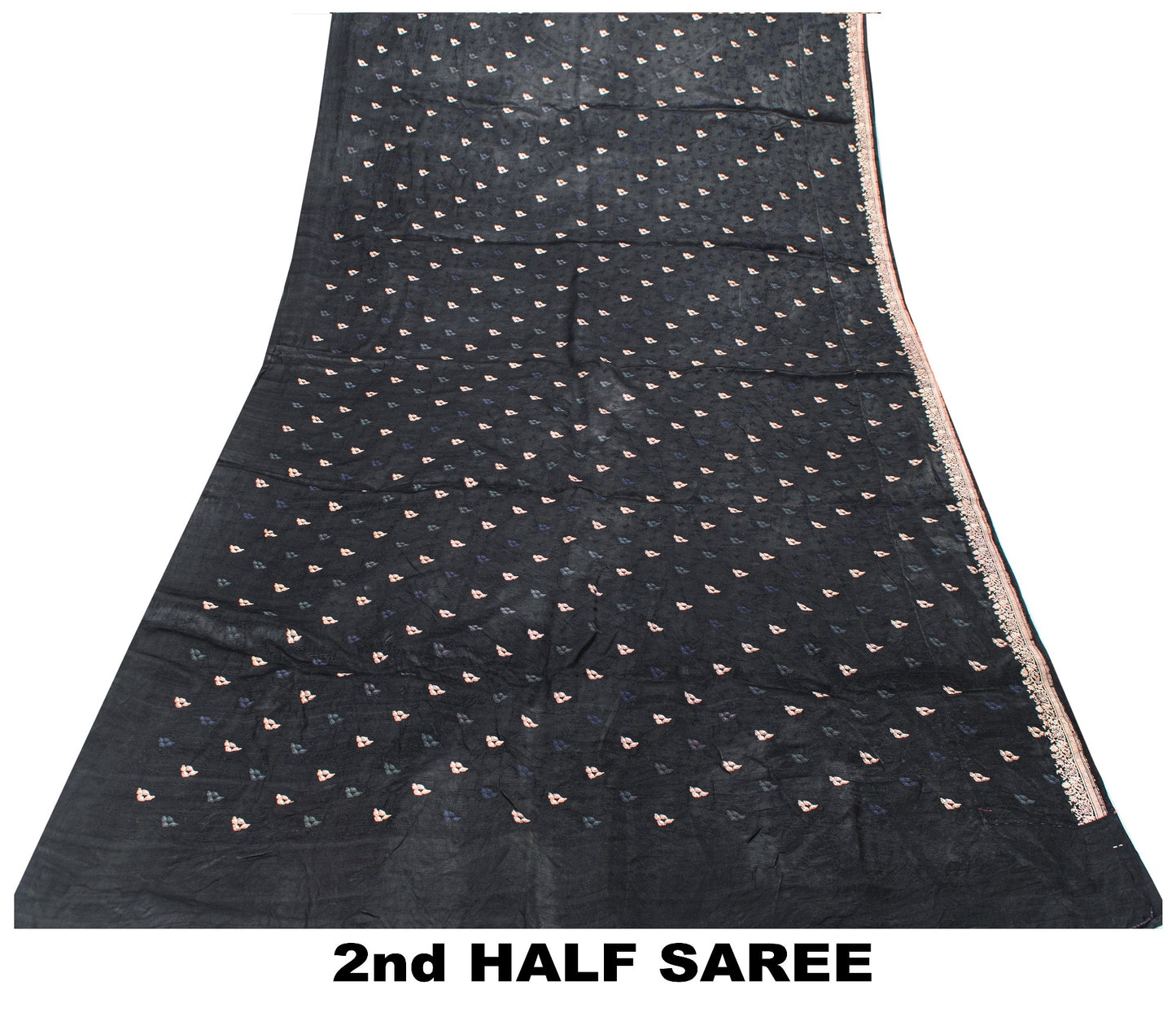 Sanskriti Vintage Black Pure Satin Sarees Zari Hand Woven Brocade Banarasi 5+YD