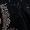 Sanskriti Vintage Black Pure Satin Sarees Zari Hand Woven Brocade Banarasi 5+YD