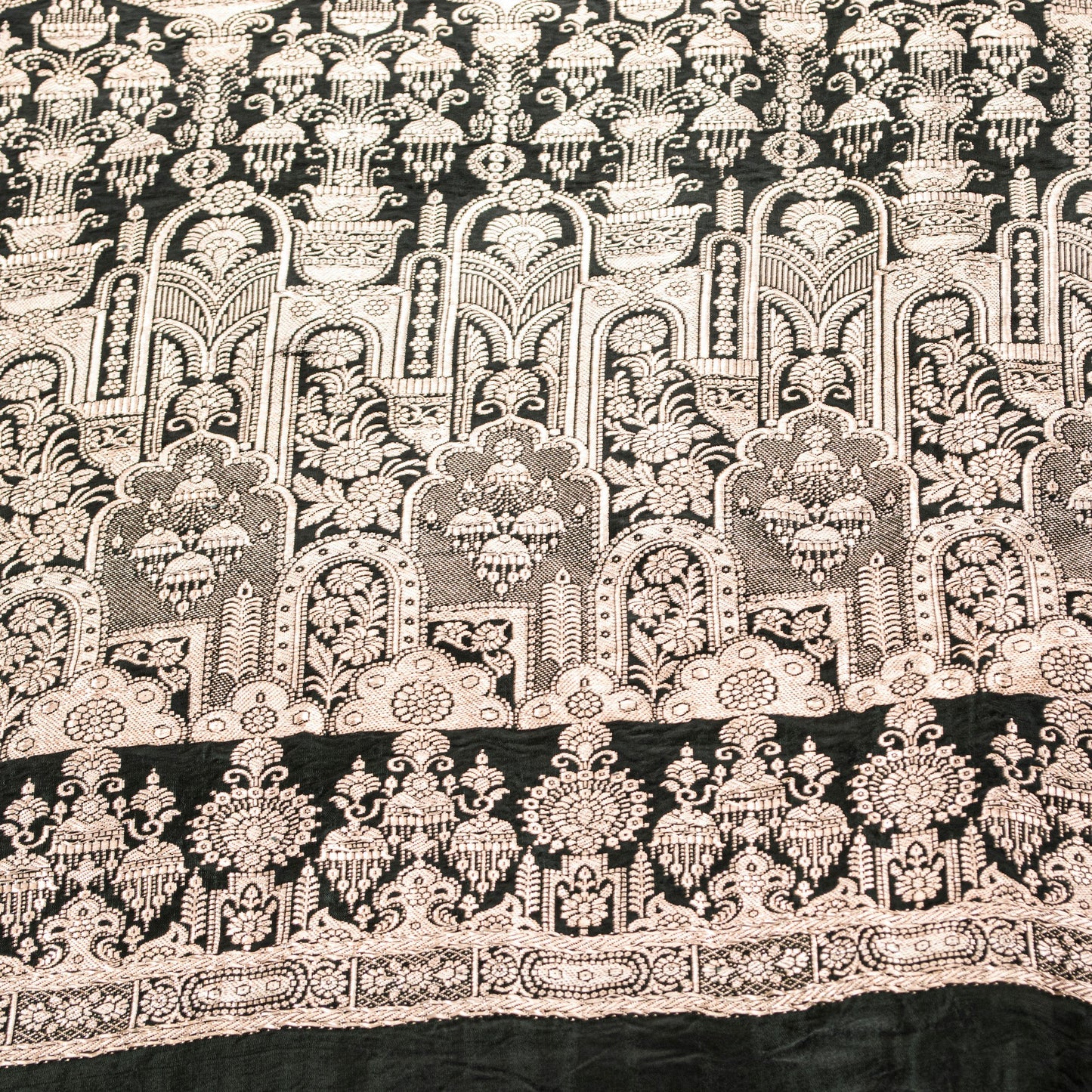 Sanskriti Vintage Saree Black 100% Pure Satin Silk 6+YD Sari Banarasi Brocade Zari Hand-Woven Home Decor, Sewing, DIY Projects, Upcycling