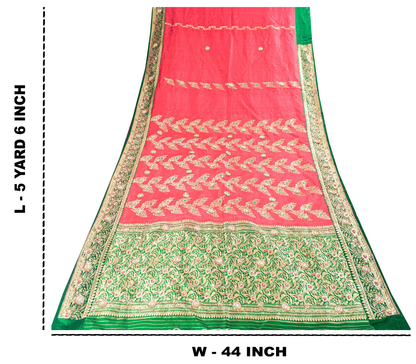 Sanskriti Vintage Pink-Pure Satin Sarees Banarasi Brocade Hand-Woven Beaded 5+YD