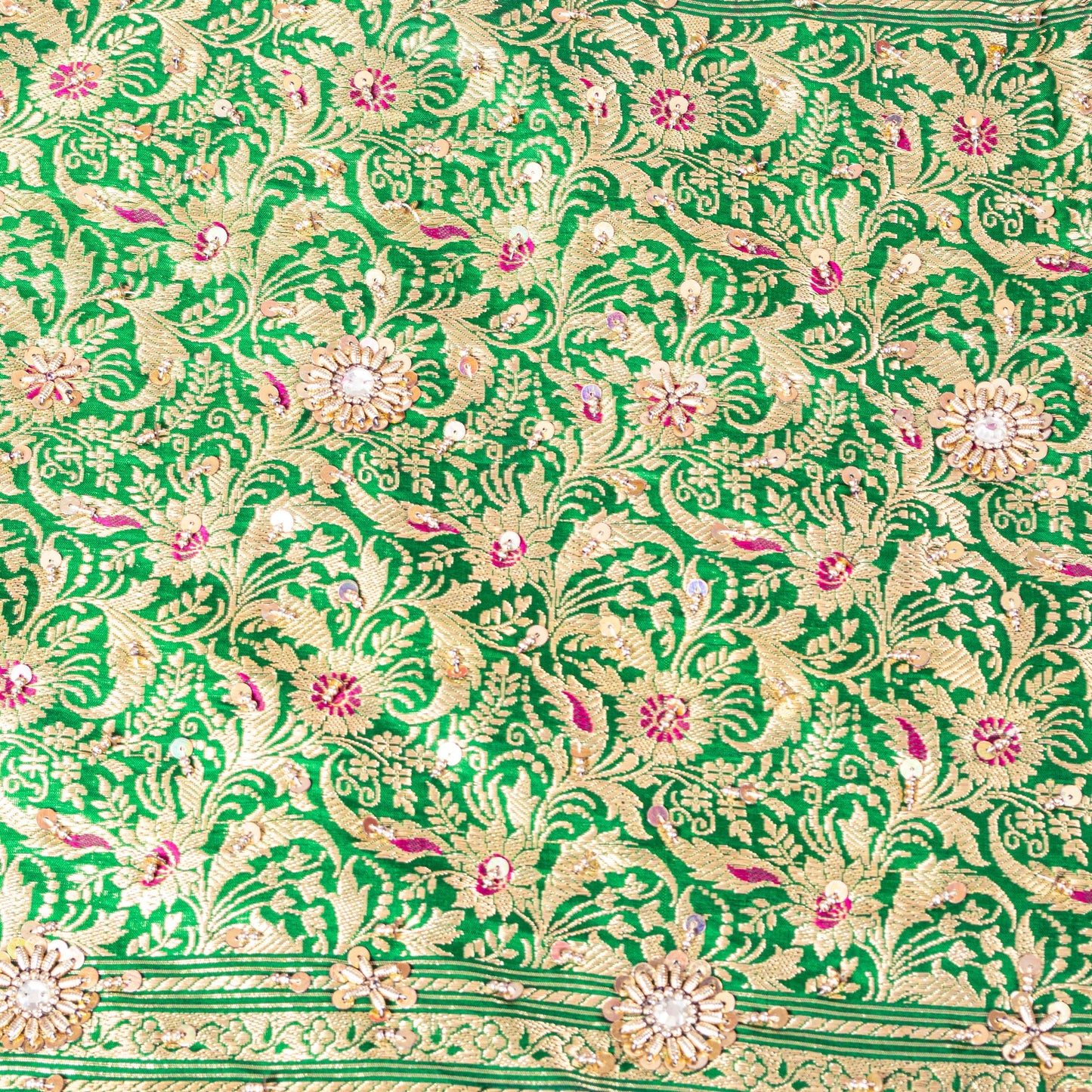 Sanskriti Vintage Pink-Pure Satin Sarees Banarasi Brocade Hand-Woven Beaded 5+YD