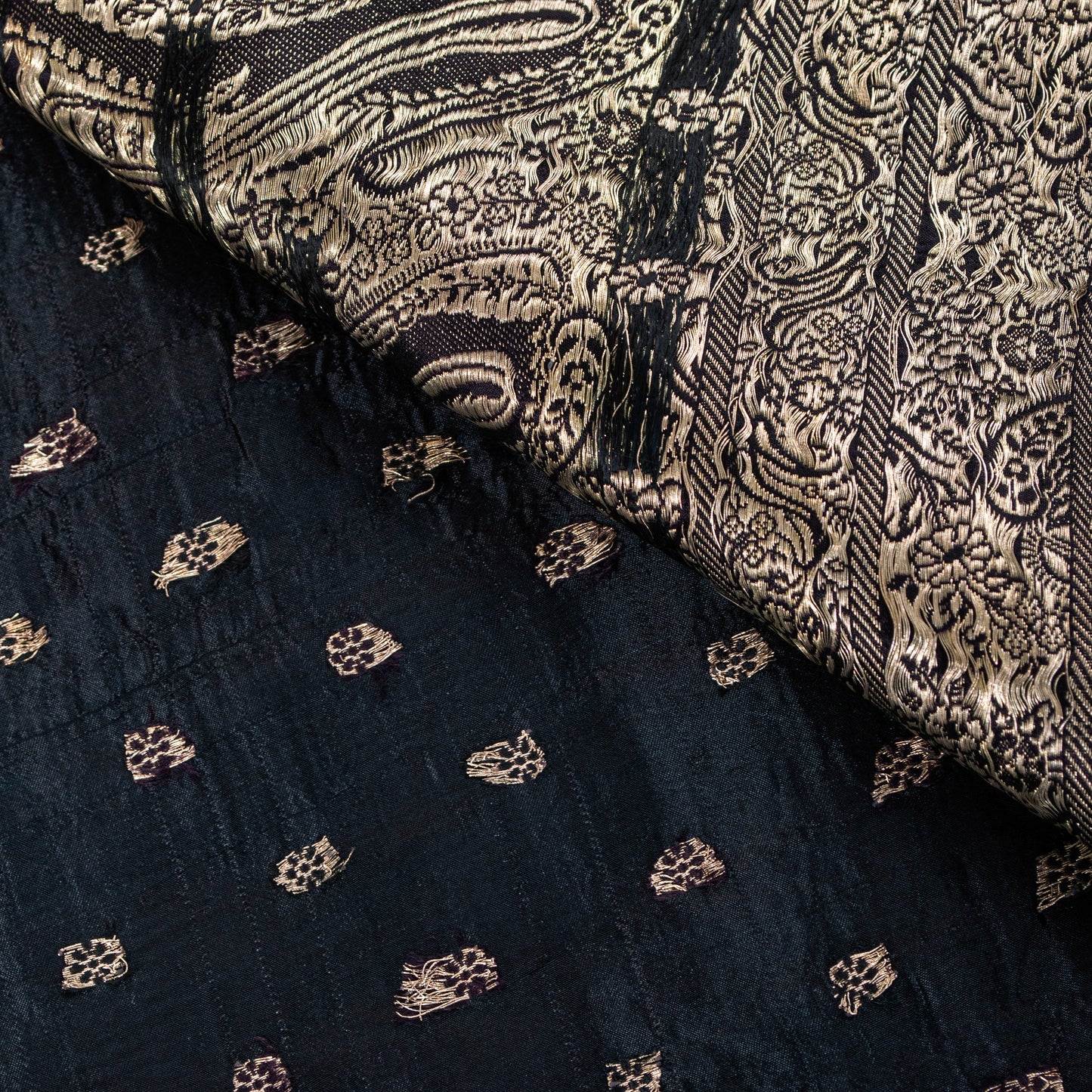 Sanskriti Vintage Black Pure Satin Sarees Banarasi Brocade Zari Handwoven 4.5+YD