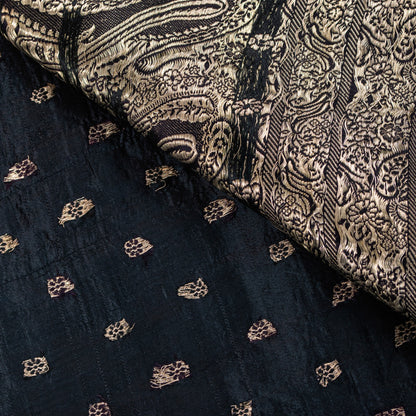 Sanskriti Vintage Black Pure Satin Sarees Banarasi Brocade Zari Handwoven 4.5+YD