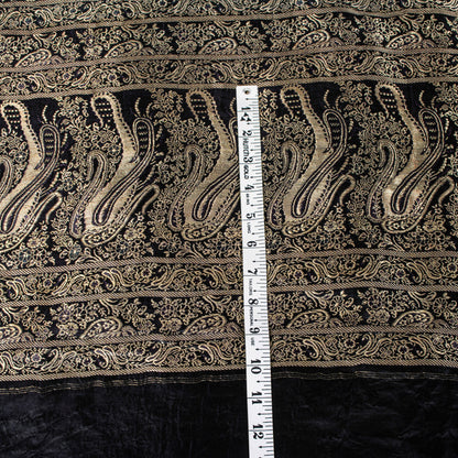 Sanskriti Vintage Black Pure Satin Sarees Banarasi Brocade Zari Handwoven 4.5+YD
