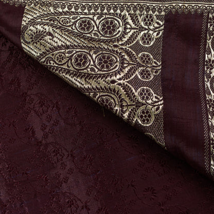 Sanskriti Vintage Saree Purple 100% Pure Satin Silk 5+Yd Sari Banarasi Brocade Zari Hand-Woven Create Dresses, Kaftan, Skirt, Top, Project