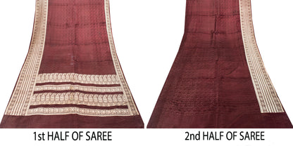 Sanskriti Vintage Saree Purple 100% Pure Satin Silk 5+Yd Sari Banarasi Brocade Zari Hand-Woven Create Dresses, Kaftan, Skirt, Top, Project