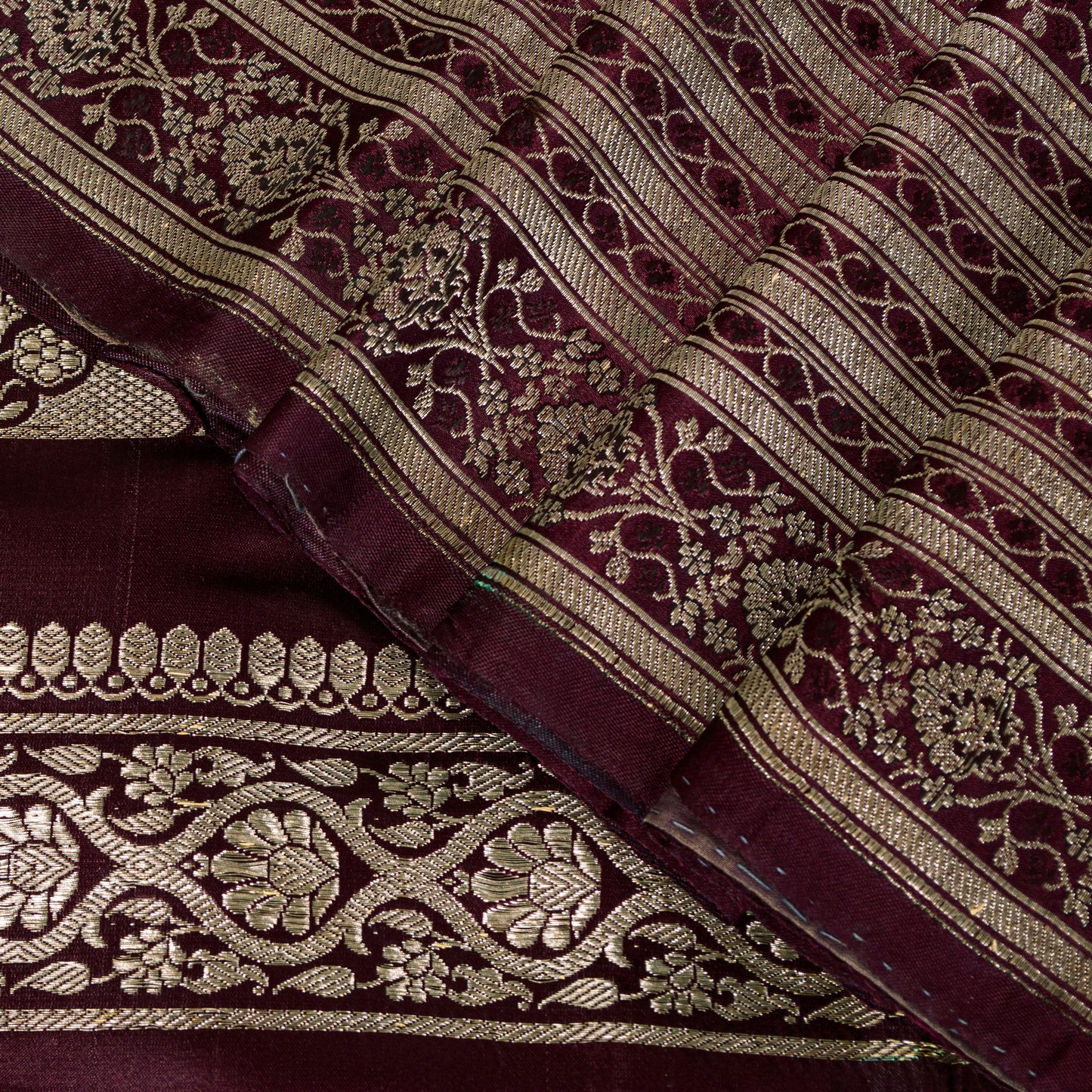 Sanskriti Vintage Saree Purple 100% Pure Satin Silk 5+Yd Sari Banarasi Brocade Zari Hand-Woven Create Dresses, Kaftan, Skirt, Top, Project
