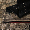 Sanskriti Vintage Black Pure Satin Sarees Banarasi Brocade Zari Handwoven 5.5+YD
