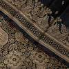 Sanskriti Vintage Black Pure Satin Sarees Banarasi Brocade Zari Handwoven 5.5+YD