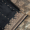 Sanskriti Vintage Black Pure Satin Sarees Banarasi Brocade Zari Handwoven 5.5+YD