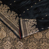 Sanskriti Vintage Black Pure Satin Sarees Banarasi Brocade Zari Handwoven 5.5+YD