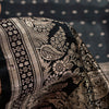 Sanskriti Vintage Black Pure Satin Sarees Banarasi Brocade Zari Handwoven 5.5+YD
