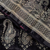 Sanskriti Vintage Black Pure Satin Sarees Banarasi Brocade Zari Hand-Woven 5 YD