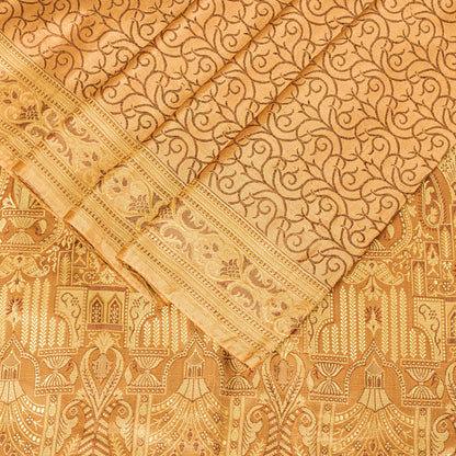 Sanskriti Vintage Saree Brown 100% Pure Satin Silk 5+Yd Sari Banarasi Brocade Sari Hand Woven Home Decor, Sewing, DIY Projects