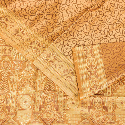 Sanskriti Vintage Saree Brown 100% Pure Satin Silk 5+Yd Sari Banarasi Brocade Sari Hand Woven Home Decor, Sewing, DIY Projects