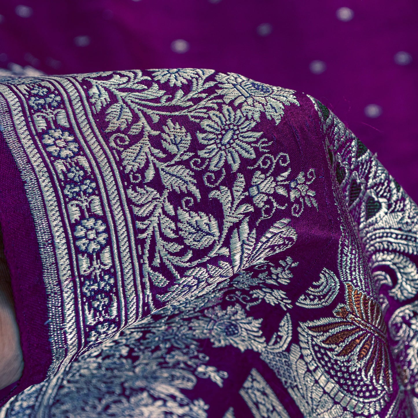 Sanskriti Vintage Purple Pure Satin Sarees Banarasi Brocade Zari Hand-woven5+YD