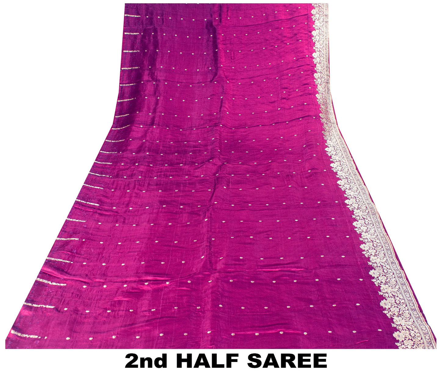 Sanskriti Vintage Purple Pure Satin Sarees Banarasi Brocade Zari Hand-woven5+YD