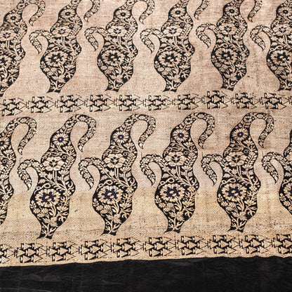 Sanskriti Vintage Saree Black 100% Pure Satin Silk Banarasi Brocade Zari HandWoven 5+Yd Cultural Sari Floral Pattern From Textile of India