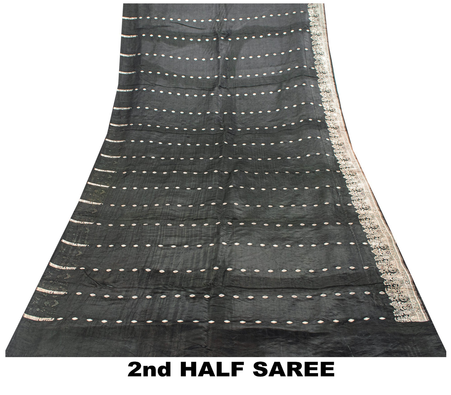 Sanskriti Vintage Saree Black 100% Pure Satin Silk 5+Yd Sari Banarasi Brocade Zari Hand-Woven Create Dresses, Kaftan, Skirt, Top, Project