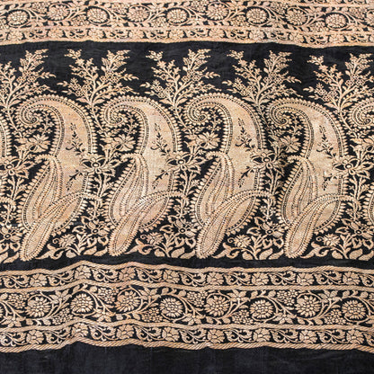 Sanskriti Vintage Saree Black 100% Pure Satin Silk Banarasi Brocade Zari Hand-Woven 5+Yd Create Dresses, Kaftan, Skirt, Tops, Projects